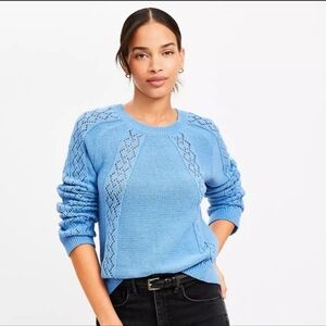 LOFT Blue Sweater with Lace Details